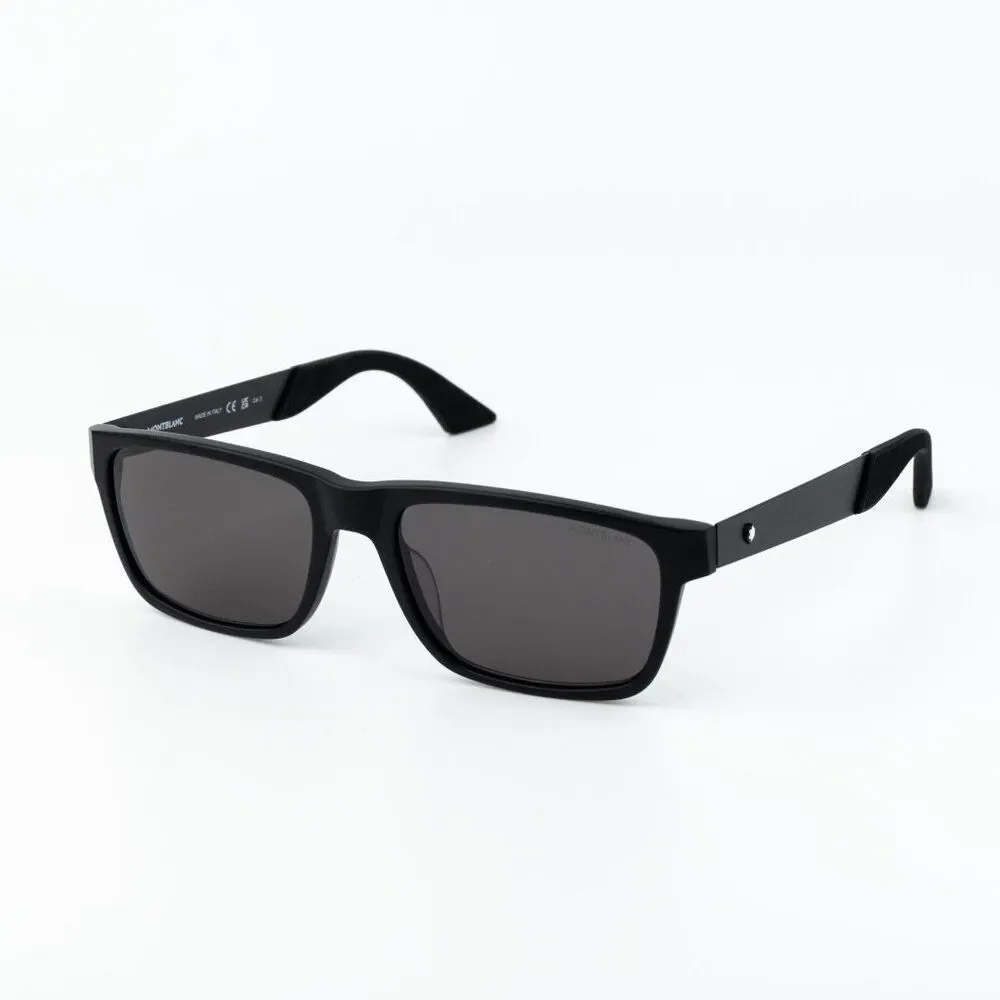 Montblanc Men Sunglasses Matte Black Grey Rectangle MB0299S 005 NEW AUTHENTIC
